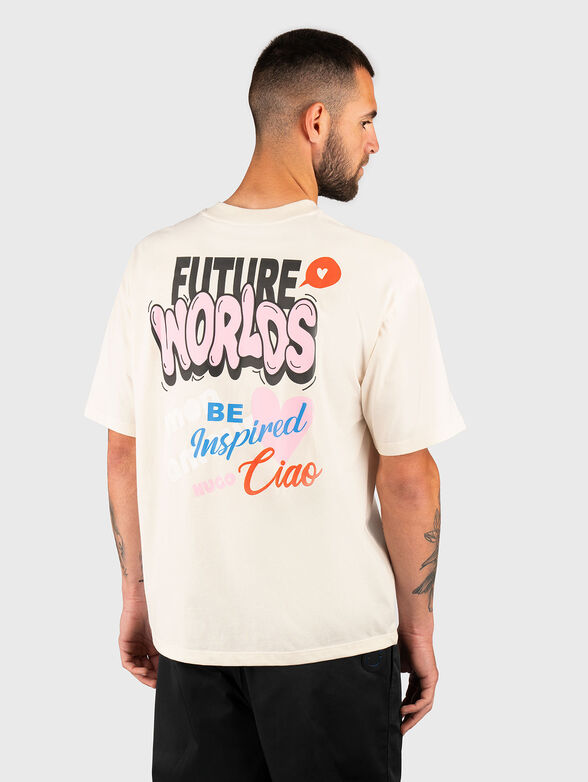 T-shirt with oval neckline and print - 3