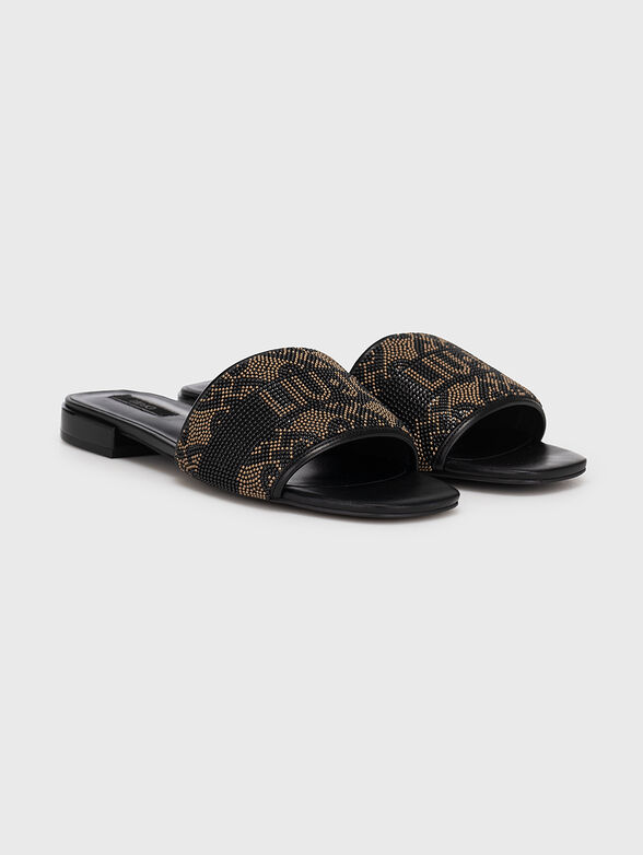 ASTRA 25 black slippers with appliqued beads - 2