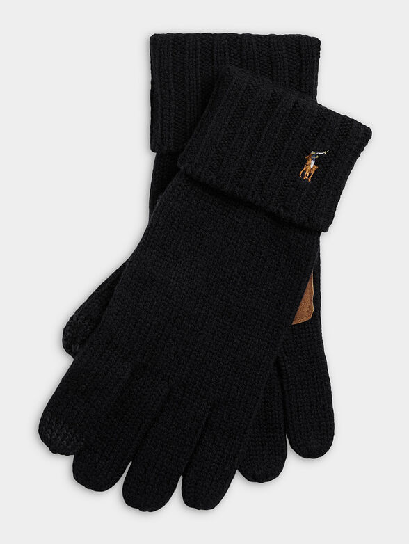 Wool gloves with contrast logo - 1