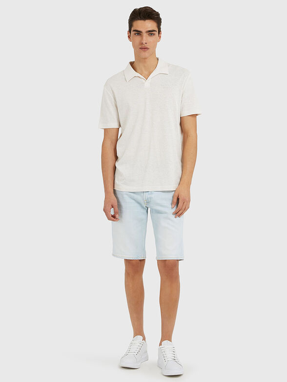 Pale blue polo-shirt with logo embroidery - 2
