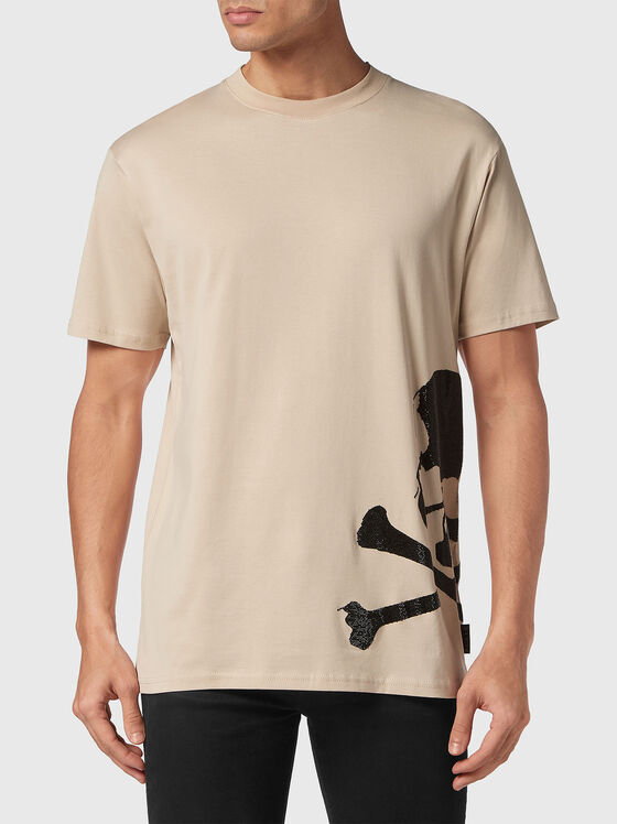 Tricou bej cu detaliu logo - 1