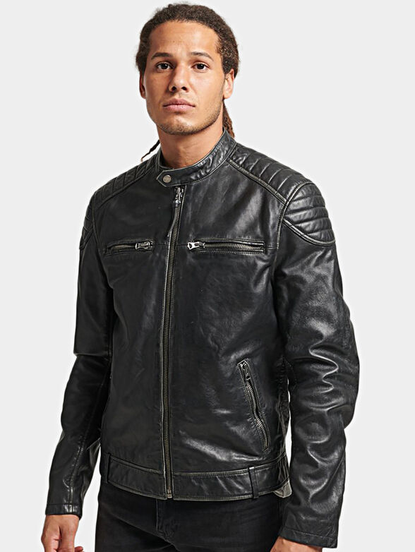 HERITAGE black leather jacket - 1