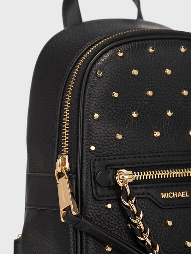 Leather backpack with eyelets and metal accent - 4