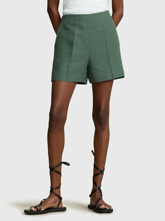 Green linen shorts - 1