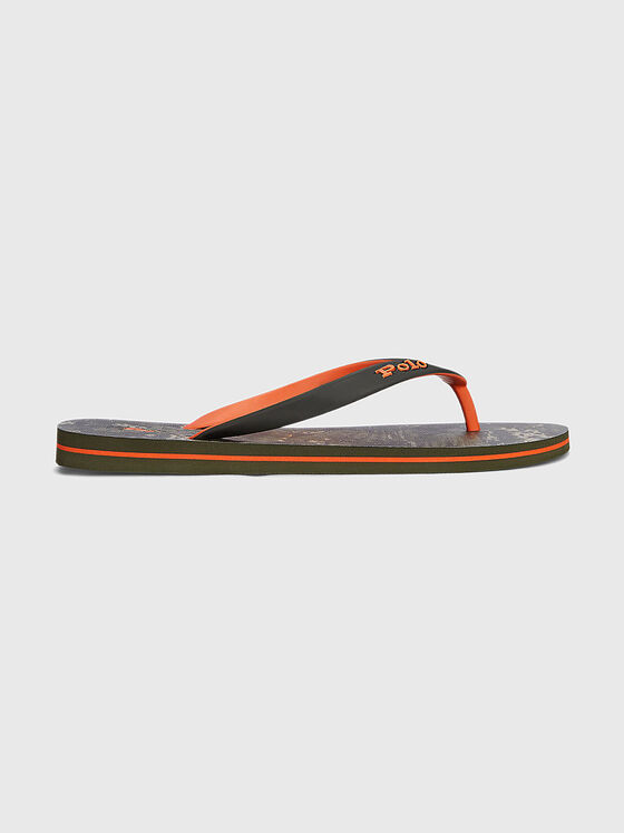 Slippers with floral print and contrast logo - 1