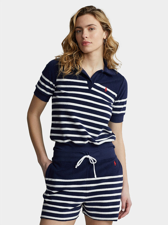 Striped Polo shirt with logo embroidery - 1