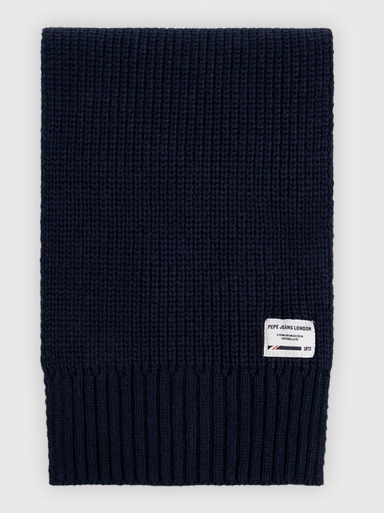 GRIFFIN knitted scarf in dark blue color  - 1