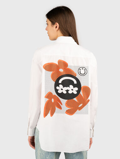 Long sleeved cotton shirt with accent back - 3