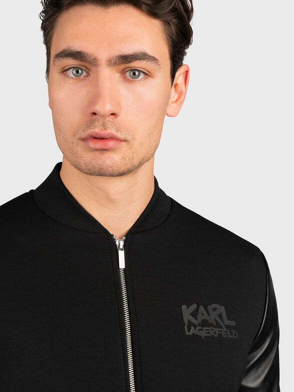 Black bomber jacket with accent back - 3