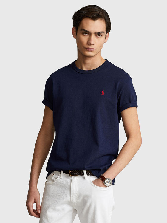 Tricou din bumbac cu logo brodat în contrast - 1