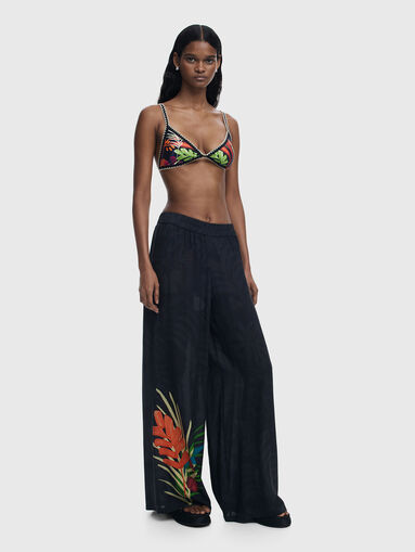 Elastic waist trousers with tropical print - 3