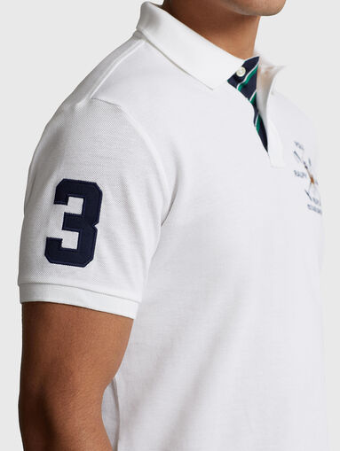 White Polo-shirt with embroidery and patch - 5