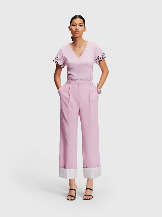 Pink trousers with contrast hem - 1