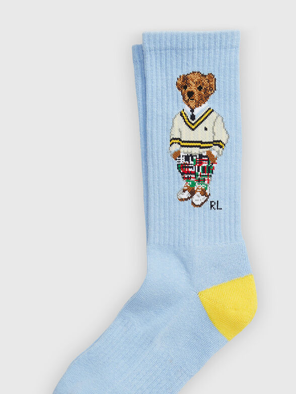 Blue socks with Polo Bear accent - 2