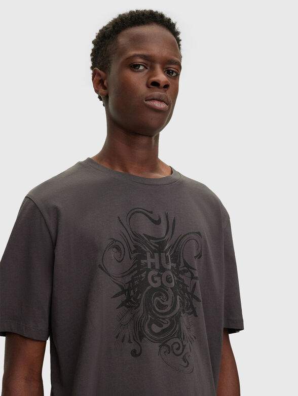 Cotton T-shirt with art print and logo - 4