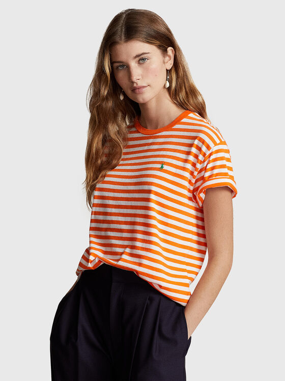 Striped T-shirt with logo detail  - 1