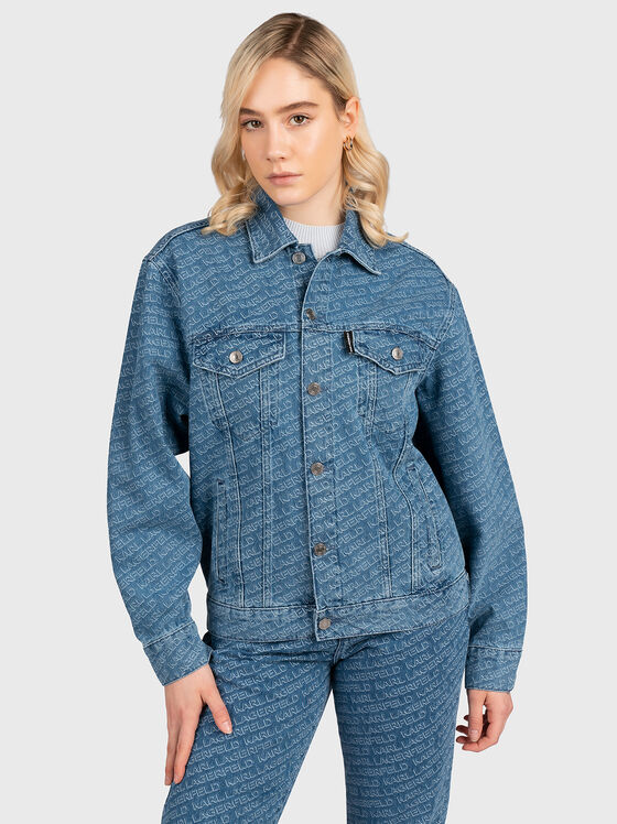 Denim jacket with monogram logo print - 1