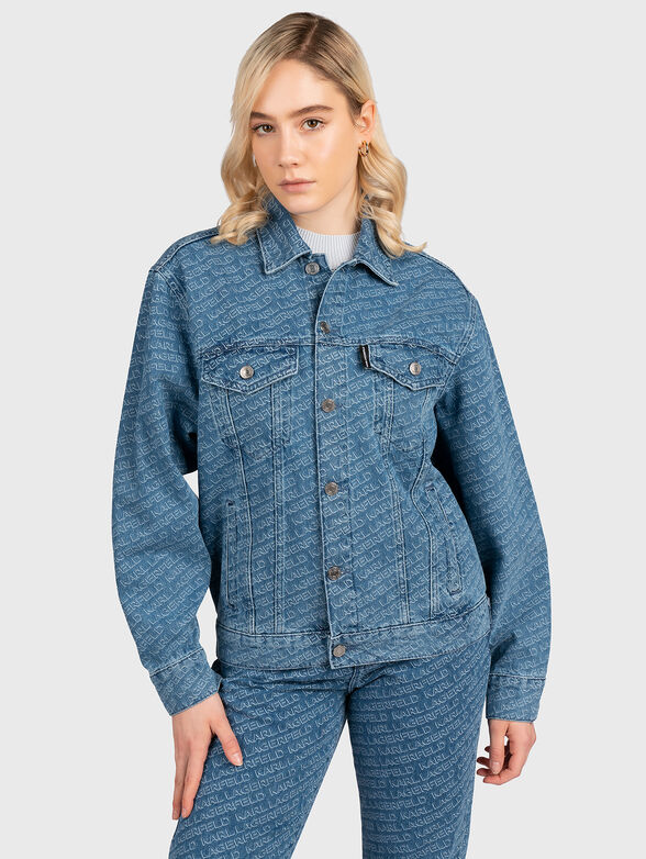 Denim jacket with monogram logo print - 1