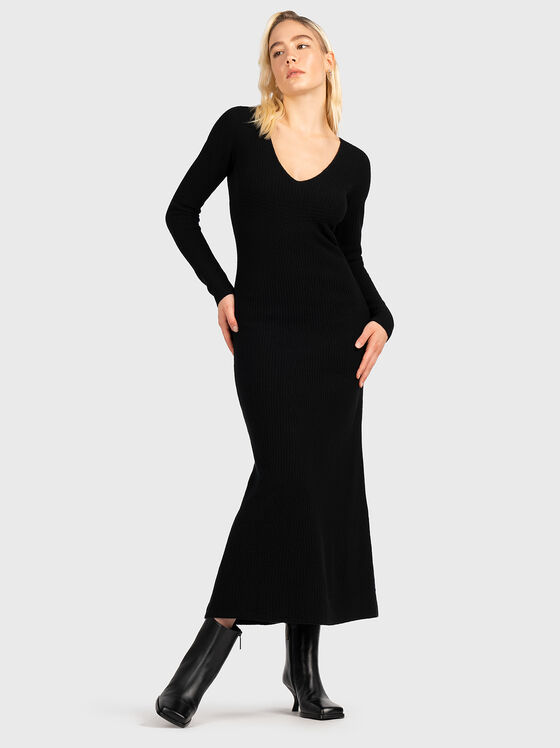 Black wool blend dress - 1