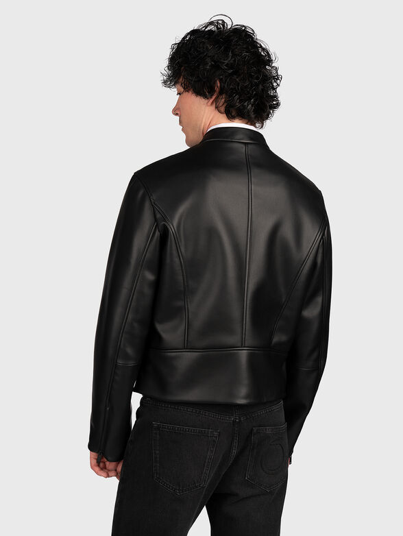 Black biker jacket made of faux leather - 2