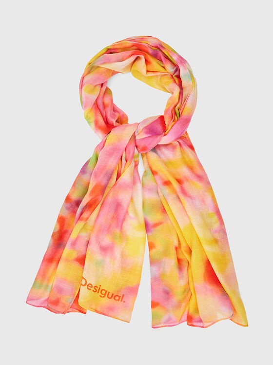 Multicolored scarf with logo inscription - 1