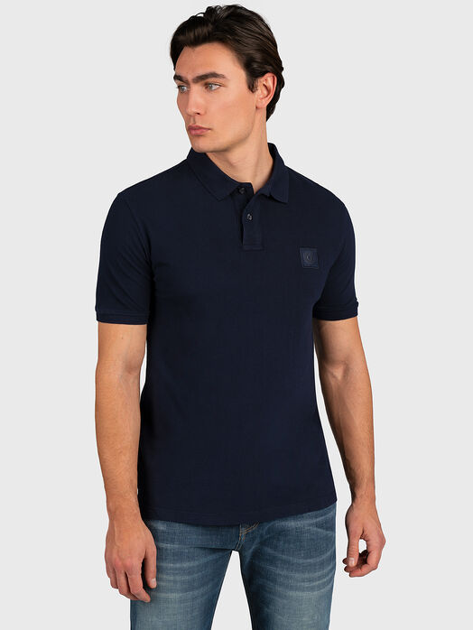 Blue polo shirt with logo detail