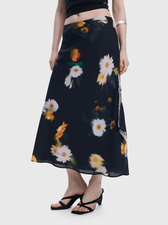 Fustă midi cu imprimeu floral - 1