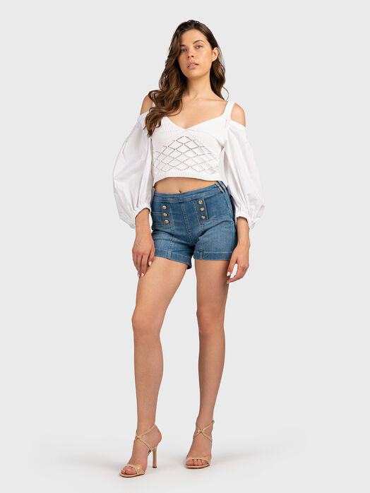 Crochet puff sleeve blouse 