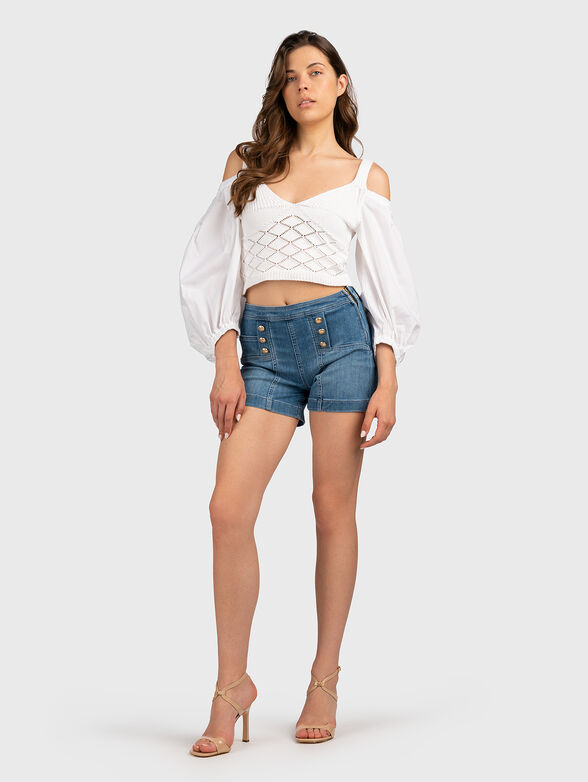 Crochet puff sleeve blouse  - 1