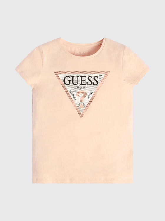 Tricou roz din bumbac cu detaliu logo - 1