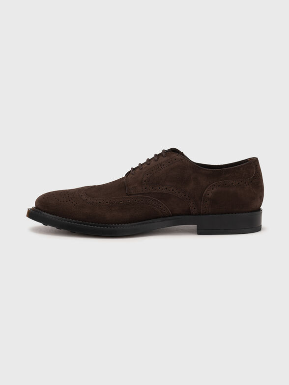 Suede Derby shoes in dark brown color - 4