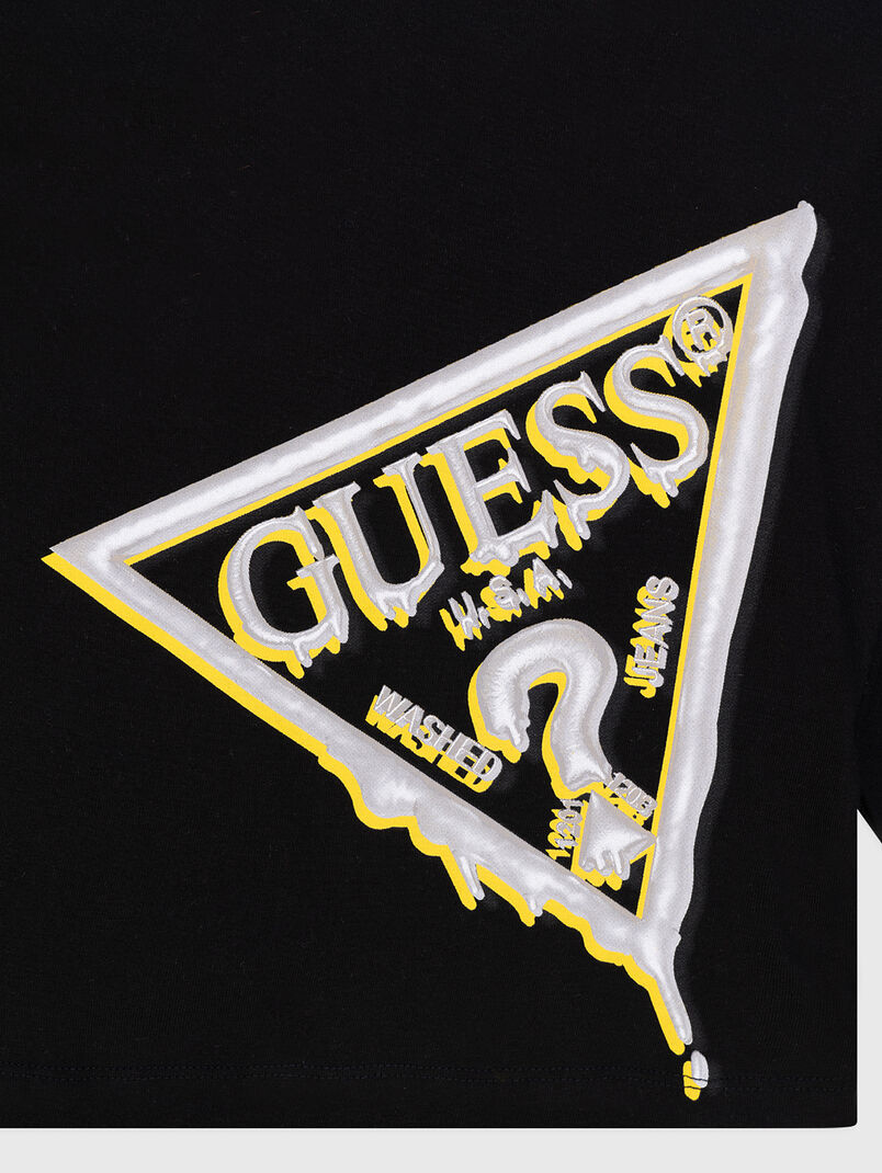 Black cotton blouse with logo print - 3