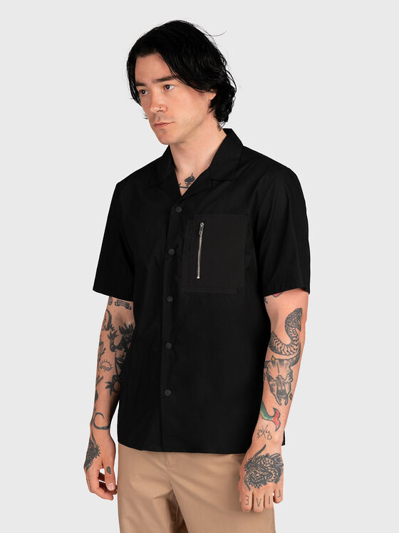 Black shirt with accent pocket - 1