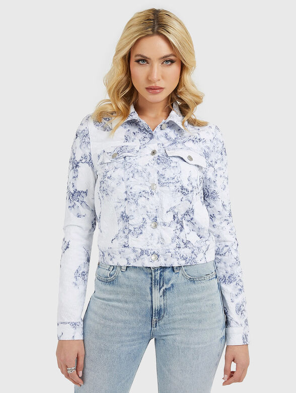 DELYA denim jacket with floral accents - 1