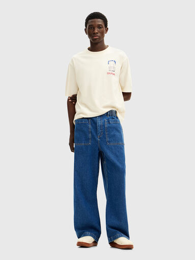 Blue jeans with wide legs - 5