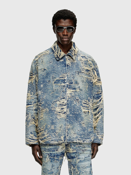 Jachetă din denim D-IVAR-FSG1 cu rupturi accentuate - 1