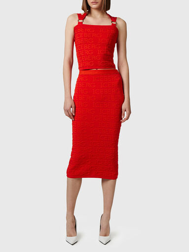 Knitted midi skirt with logo accent - 5