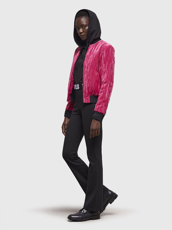 Velvet bomber jacket in fuxia colour - 2