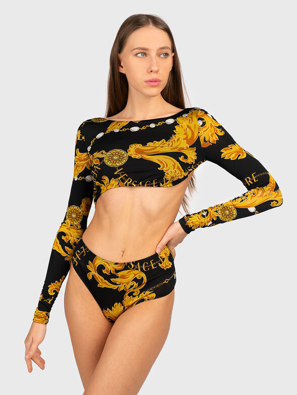 Bodysuit with cut-out details and baroque print  - 4