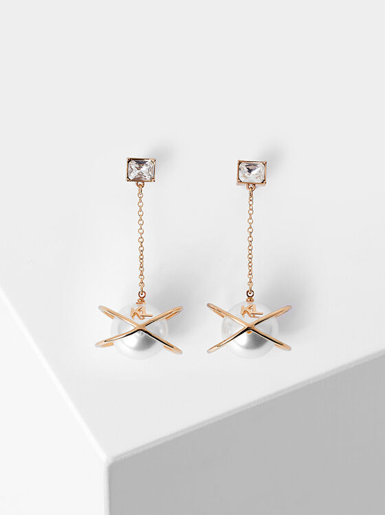 Pearl earrings with logo detail - 1