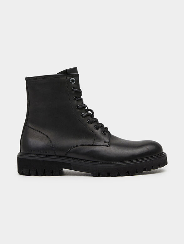 TRUCKER leather ankle boots with laces - 1