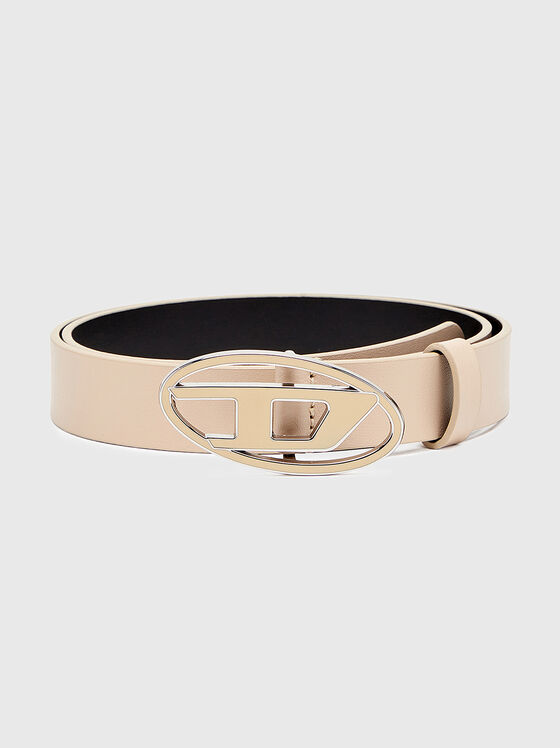 Curea din piele bej B-1DR 25 cu logo oval - 1