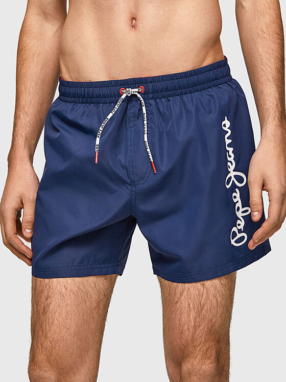  FINNICK black beach shorts with contrast logo  - 1