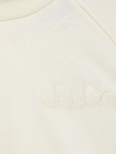 Black cotton T-shirt with embroidered logo  - 4