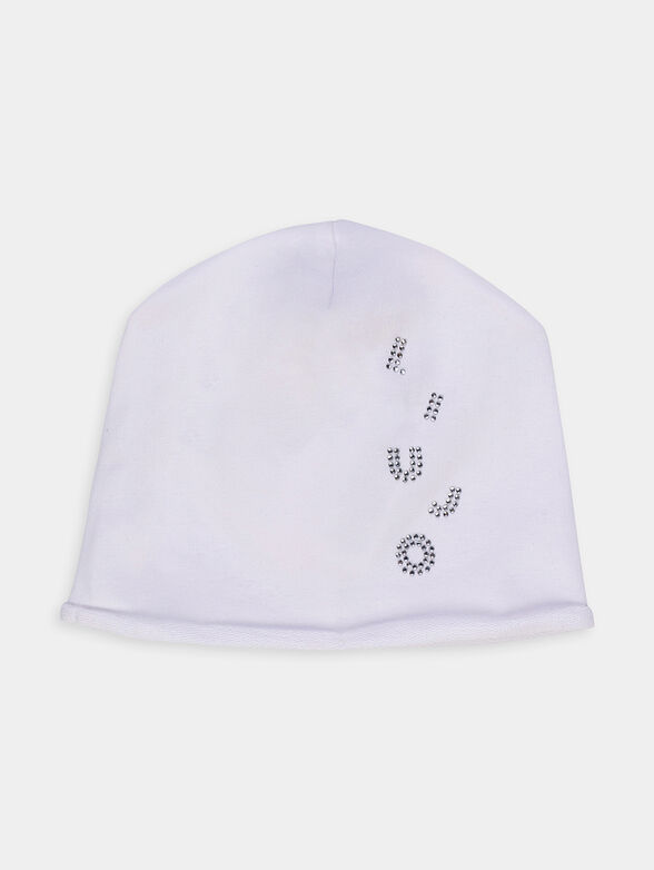 Dark blue hat with logo from applied rhinestones - 1
