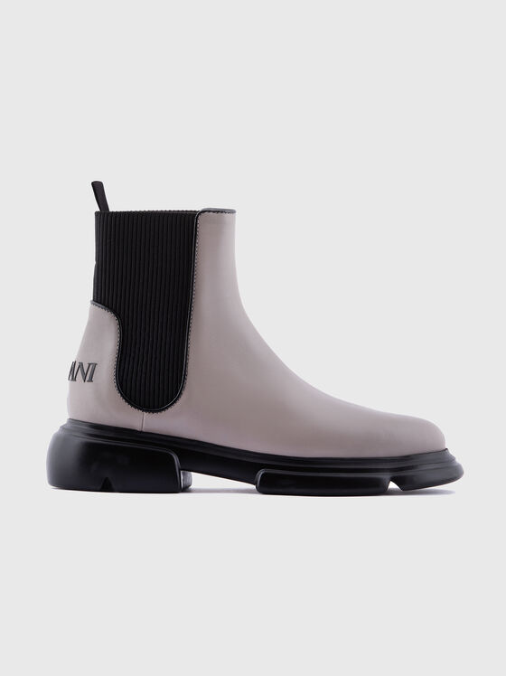 Leather ankle boots with embossed logo - 1