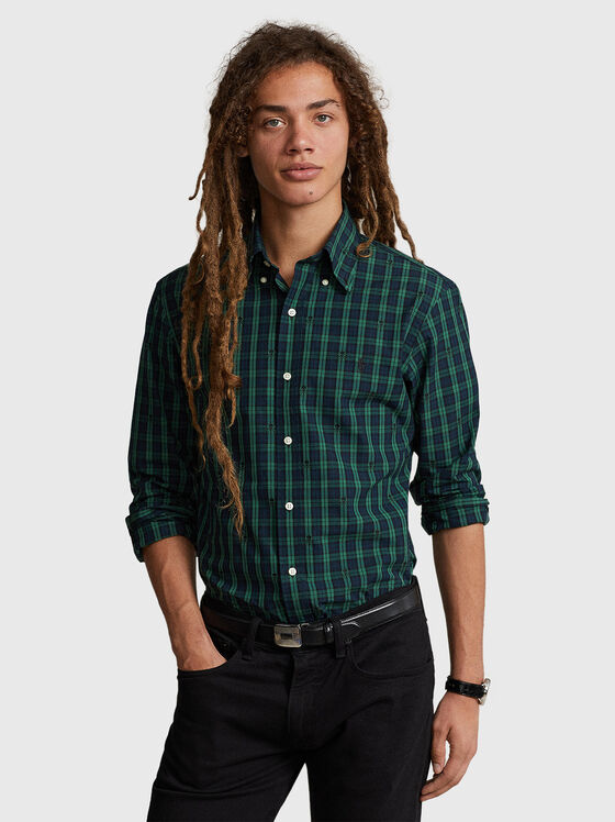 Cotton shirt with checked print - 1