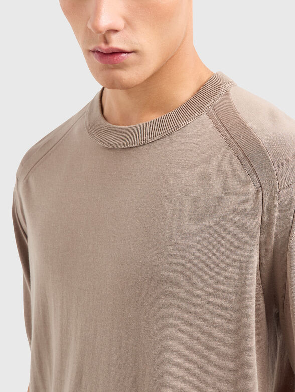 Beige T-shirt with silk blend - 4