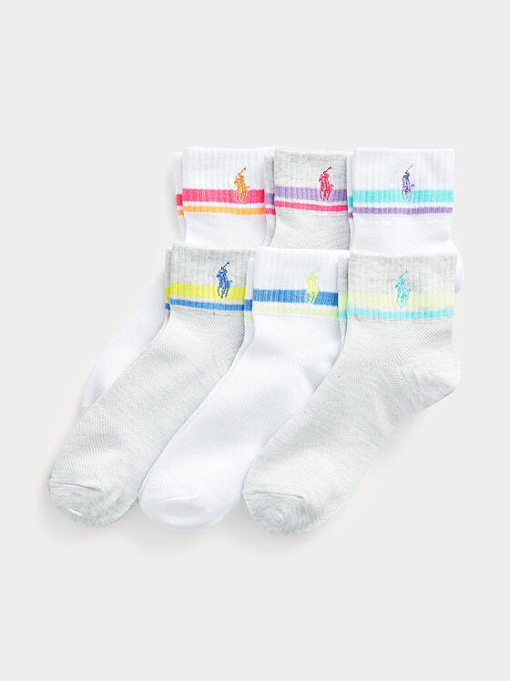 Set of six pairs of socks with accent embroidery - 1