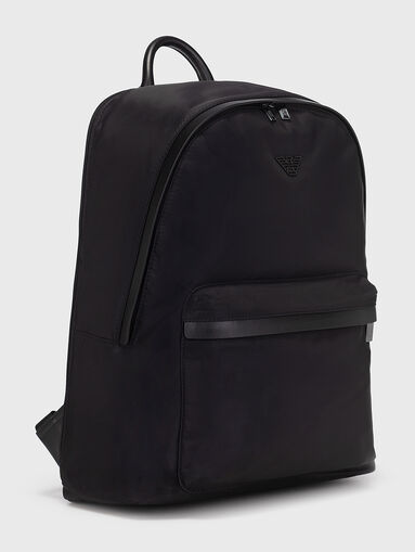 Black backpack with metal logo accent - 3